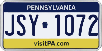 PA license plate JSY1072