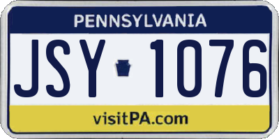PA license plate JSY1076