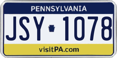 PA license plate JSY1078