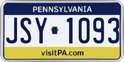 PA license plate JSY1093