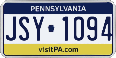 PA license plate JSY1094