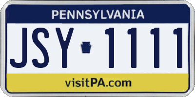 PA license plate JSY1111