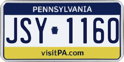 PA license plate JSY1160