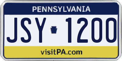 PA license plate JSY1200
