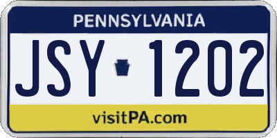 PA license plate JSY1202
