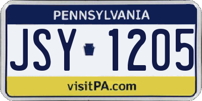 PA license plate JSY1205