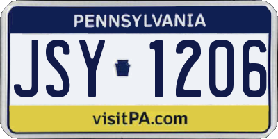 PA license plate JSY1206
