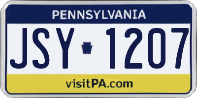 PA license plate JSY1207