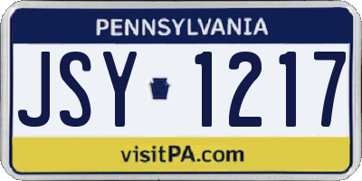 PA license plate JSY1217