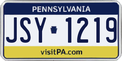 PA license plate JSY1219