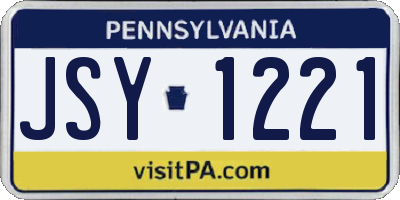 PA license plate JSY1221