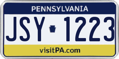 PA license plate JSY1223