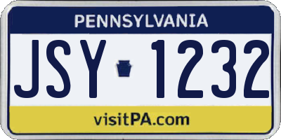 PA license plate JSY1232