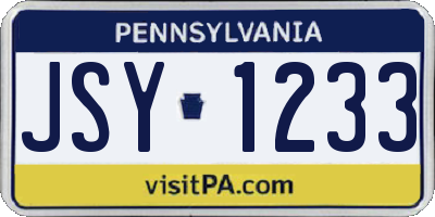 PA license plate JSY1233