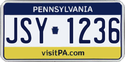 PA license plate JSY1236