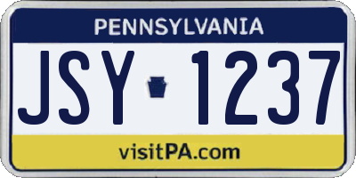 PA license plate JSY1237