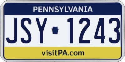 PA license plate JSY1243