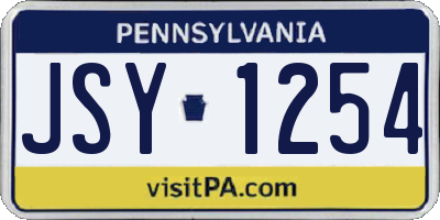 PA license plate JSY1254