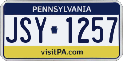 PA license plate JSY1257