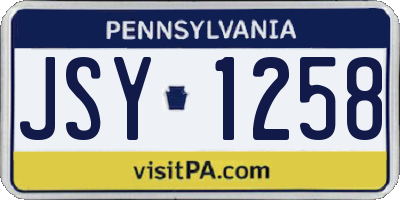 PA license plate JSY1258