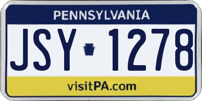 PA license plate JSY1278