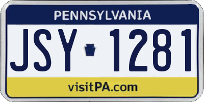 PA license plate JSY1281