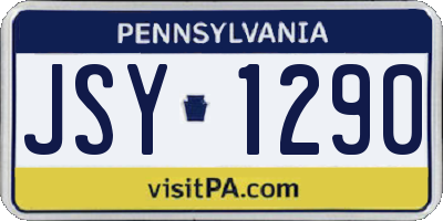 PA license plate JSY1290