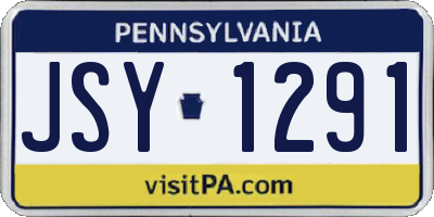 PA license plate JSY1291
