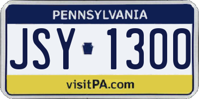 PA license plate JSY1300