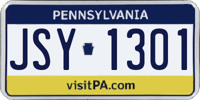 PA license plate JSY1301