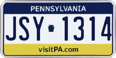 PA license plate JSY1314