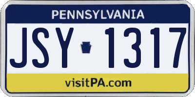 PA license plate JSY1317