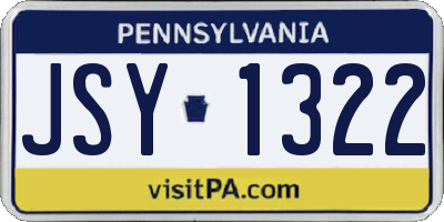 PA license plate JSY1322