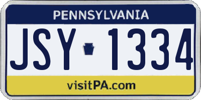 PA license plate JSY1334