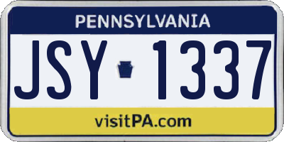 PA license plate JSY1337