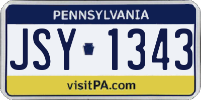 PA license plate JSY1343