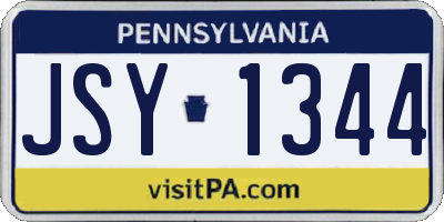 PA license plate JSY1344