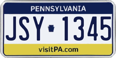 PA license plate JSY1345