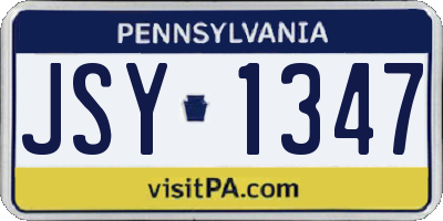 PA license plate JSY1347