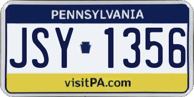 PA license plate JSY1356