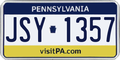 PA license plate JSY1357