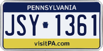 PA license plate JSY1361