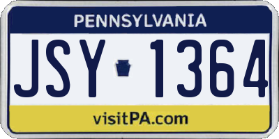 PA license plate JSY1364