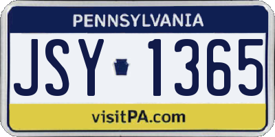 PA license plate JSY1365