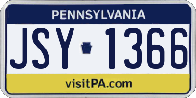PA license plate JSY1366