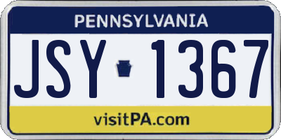 PA license plate JSY1367