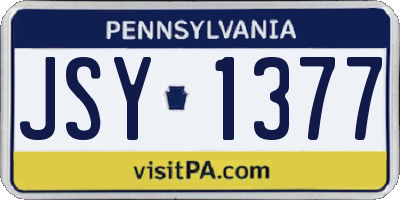 PA license plate JSY1377