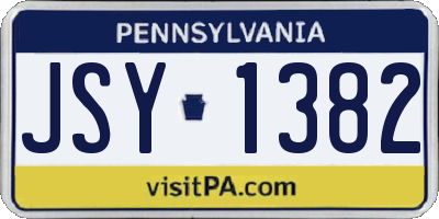 PA license plate JSY1382