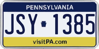 PA license plate JSY1385