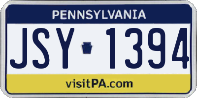PA license plate JSY1394